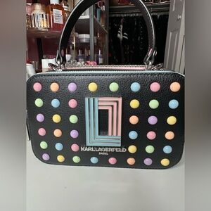 Karl Lagerfeld Black Crossbody Bag with Pastel Studs